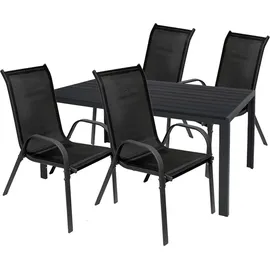 Mojawo Gartengarnitur Sitzgarnitur Outdoormöbel 5-teilig 125x70cm Anthrazit/Schwarz