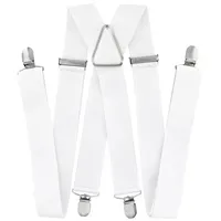 axy Herren Weiße Hosenträger breit 3,5 cm mit 4 Starken Clips X-Form - Einheitsgröße
