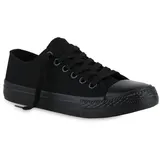 VAN HILL Damen Sneaker Low Flach Basic Bequem Schuhe 215937 Schwarz 36 - 36 EU