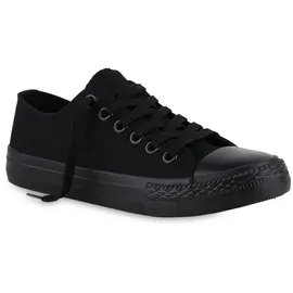 VAN HILL Damen Sneaker Low Flach Basic Bequem Schuhe 215937 Schwarz 36 - 36 EU