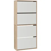 [en.casa] Schuhschrank, Schuhkipper Lund mit 4 verspiegelten Klappen Sonoma-Eichenoptik