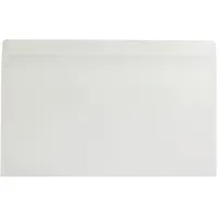 500 Stück, Transparente Briefumschläge, DIN Lang, Haftklebung mit Abziehstreifen, Gerade Klappe, Offset, Ohne Fenster, Weiß (Transparent-Weiß), Blanke Briefhüllen