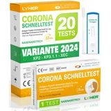 Adeste – NEUE Variante 20 x 1er Corona Schnelltest für Zuhause COVID 19 Antigen Rapid Test Swab Selbsttest. Geprüft für neuen 2024-Varianten. Sensibilität 100% bei hoher Viruslast