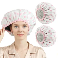 Nayyana 2 Stück Wärmekappe für Tiefenpflege, Pflegekappe aus Aluminiumfolie für den Heim- und Salongebrauch, zweilagige Pflegekappe, Haarfärbe- und Heißölbehandlungswerkzeuge (weiß rosa)
