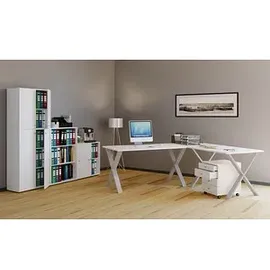 VCM Eckschreibtisch Lona Weiß / Silber