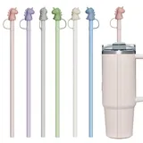 6 Stück Strohhalme für Stanley Cup, 31cm Silikon Strohhalme mit Strohhalm Abdeckung für Stanley Adventure Quencher, Travel Tumbler Ersatz Trinkhalme mit 2 Reinigungsbürste