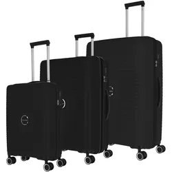 Trolleyset TRAVELITE "ORBITA 4w S/M/L", schwarz, Polypropylen, unifarben, Koffer-Sets, Hartschalen-Koffer Kofferset Reiseset Handgepäck Aufgabegepäck