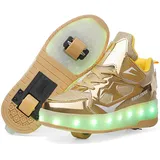 YongerYong Jungen Mädchen Skateboard Schuhe mit LED Blinkend Schuhe mit Rollen Skate Automatisch Einziehbar Komfort Outdoor Sportschuhe für Kinder - 39 EU