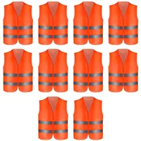 KingSaid 10 Stück Warnweste Orange Warnwesten Unfallweste Sicherheits Warnschutz Weste Signal Warnwesten Set Tasche