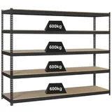 Proregal Schwerlastregal Wood Beast Five HxBxT 200x150x45cm | 5 Ebenen Fachlast 600kg | Anthrazit Metall, 150x200x45 cm, Freizeit, Heimwerken, Werkstatt, Schwerlastregale