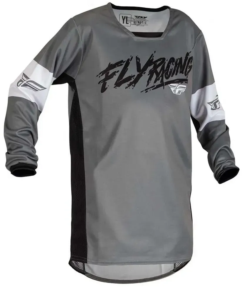 Fly Racing 70202 Langarm-trikot - Grey / Black / White - 16-18 Jahre