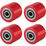 Oswald Transportgeräte 4 Stück Hubwagenrollen Polyurethan 80 x 70 mm, Achse 20 mm inkl. Kugellager