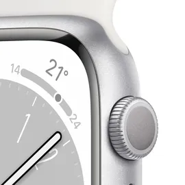 Apple Watch Series 8 GPS 45 mm Aluminiumgehäuse silber, Sportarmband weiß