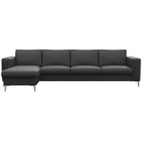 FLEXLUX Ecksofa »Fiore, super bequem durch hochwertigen Sitzaufbau mit Kaltschaum«, breite Armlehnen, Füße Alu+ Eiche, L-Form schwarz