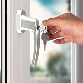 monzana MONZANA® Fenstergriffe Abschließbar mit Schloss Kindersicherung Silber 35mm Stiftlänge 2 Schlüssel Fensterbeschlag Balkon Türgriff Einbruch...