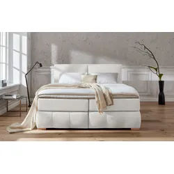 Boxspringbett "Wehma", beige (natur), B:190cm L:233cm, Struktur fein (100% Polyester), GUIDO MARIA KRETSCHMER HOME & LIVING, Komplettbetten, Boxspringbett, inkl. Topper in 3 verschiedenen Matratzen, auch in Samtstoff