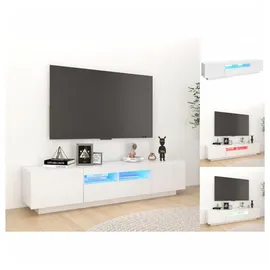vidaXL TV-Schrank mit LED-Leuchten Hochglanz-Weiß 180x35x40 cm