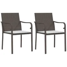 vidaXL Gartenstuhl mit Kissen 56 x 59 x 84 cm braun 2 St.