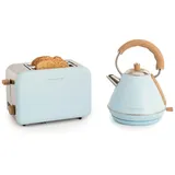 CREATE/PACK TOAST RETRO + KETTLE RETRO M/Toaster Pastellblau mit Wasserkocher Pastellblau/Wasserkocher 1L