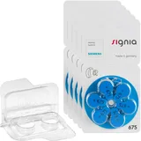 30 Siemens Signia Hörgerätebatterien PR44 blau 675 + Transportbox für 2 Zellen