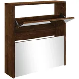 vidaXL Schuhschrank mit Spiegel 2 Fächer Räuchereiche 63x17x67 cm