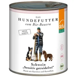 defu Nassfutter Hund Schwein Sensitiv getreidefrei bio 820g