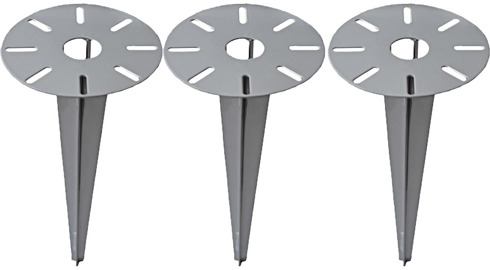 Erdspieß für Gartenleuchte Erdspieß für Lampen Erdnägel 30 cm, Stahl pulverbeschichtet, 8 Montagelöcher, D 15 cm