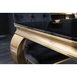 Riess-Ambiente Eleganter Design Esstisch MODERN BAROCK 180cm schwarz gold Edelstahl Opalglas Tischplatte - Gold