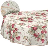 Tischdecke aus Stoff Textil abwaschbar Tischwäsche Tischtuch Baumwolle Polyester Roses Oval 240x140cm In-/Outdoor Tischdecke