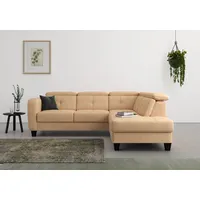 sit&more Ecksofa »Belluci L-Form«, inklusive Federkern, wahlweise mit Bettfunktion und Bettkasten, braun