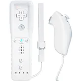 TechKen Wii Controller Remote mit Nunchuck Wii Kontroller mit Nunchuk Wii Fernbedienung Wii Vernbedinung Ersatz Controller für Wii (Controller ohne Motion Plus) (Weiß)