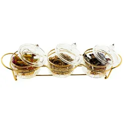 7 Teiliger Snack-Set Servierschalen für Snacks mit goldenen und silbernen Details