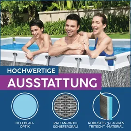 BESTWAY Power Steel Frame Pool Set 549 x 274 x 122 cm inkl. Filterpumpe grau Rattanoptik
