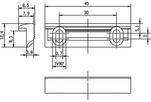 EFF-EFF Aufschraubstück Serie 118/128 FaFix - Serie 118 FaFix, 45 x 12,4 x 7,9 mm