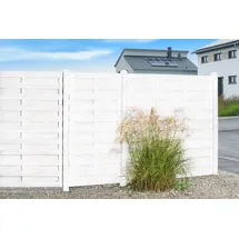 BM Massivholz Sichtschutz 90 x 180 cm Weiß Edelstahl 4 St.