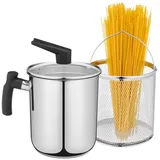 Navaris 3,4L Pasta Multi-Kochtopf - Integriertes Abtropfsieb & Frittierkorb - Für Induktions-, Keramik- und Gaskochfelder - Kochtopf, Friteuse, Milchtopf in einem
