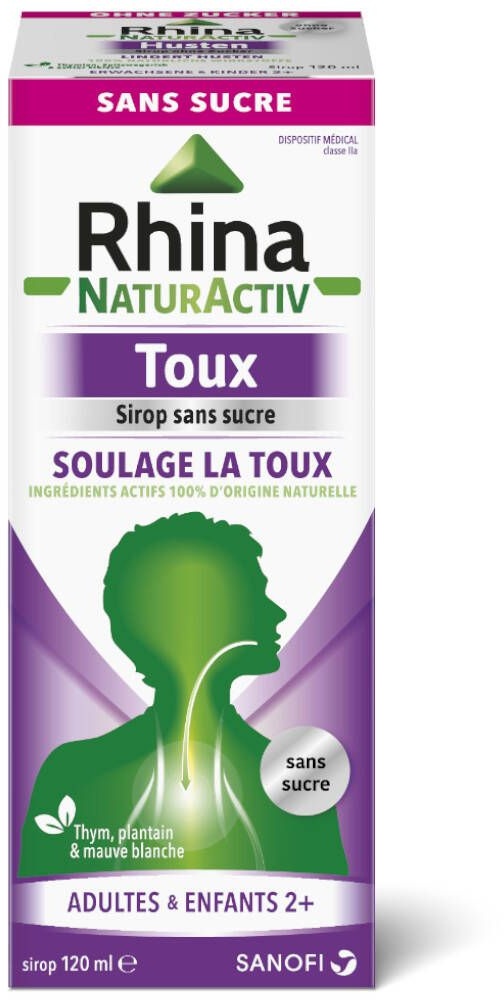 Rhina NaturActiv Toux Sirop sans Sucre - Pour La Toux 120 ml sirop pour la toux