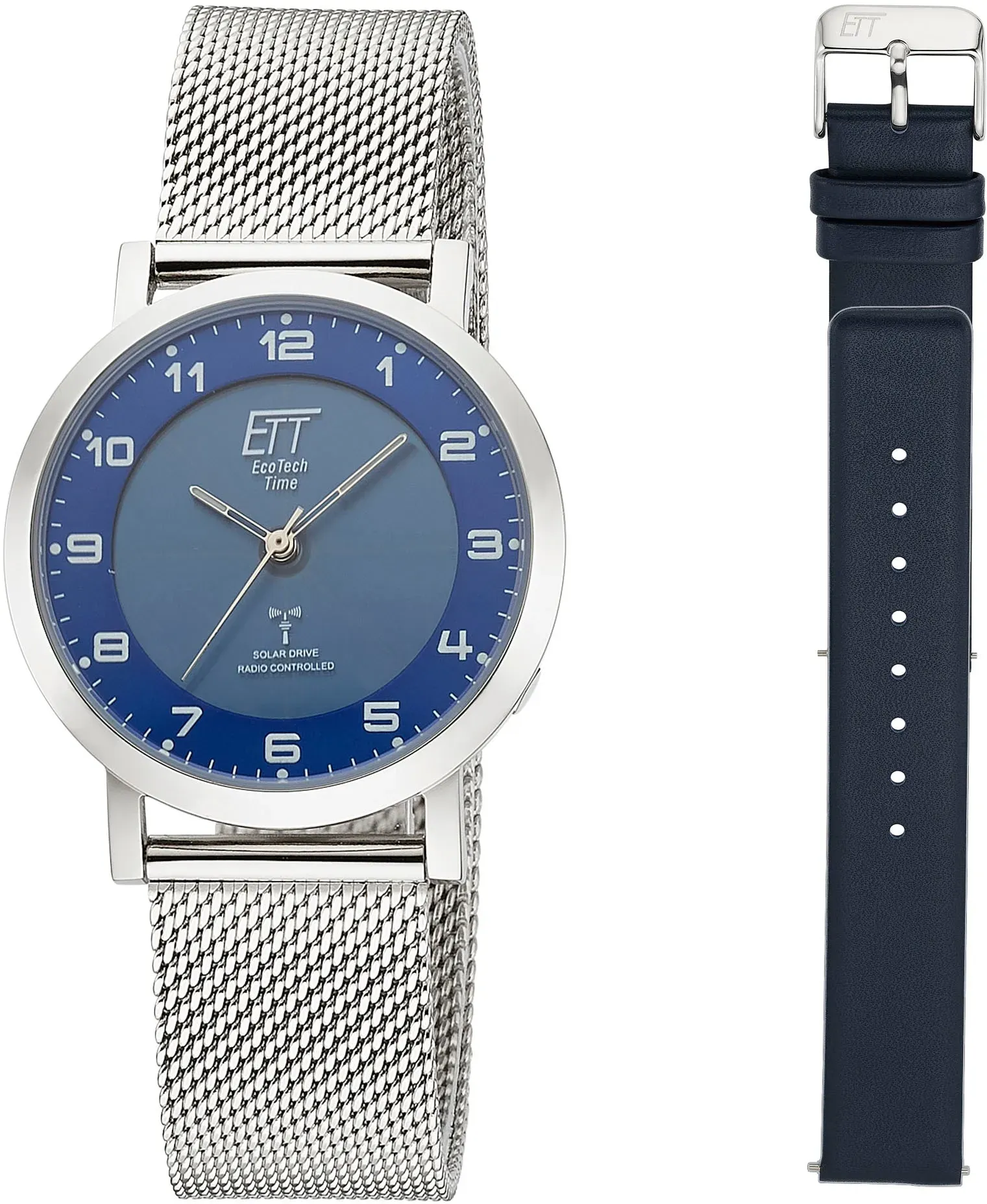 Funkuhr ETT "Atacama" Armbanduhren silberfarben (silberfarben, blau) Damen Solaruhren Armbanduhr, Damenuhr, Solar, ideal auch als Geschenk