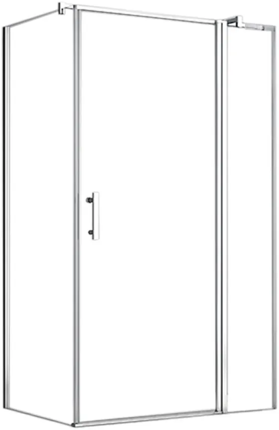 Einfache asymmetrische Duschabtrennung 80x100 cm mit zu öffnender Tür ohne Duschwanne