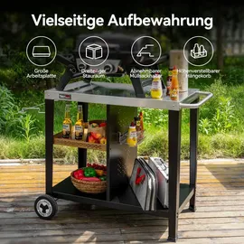 Royal Gourmet Grilltisch 85 x 50 cm Edelstahl schwarz