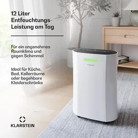 Klarstein AeroDry Smart 12L Luftentfeuchter 12L/Tag 18 m2 Feuchtigkeitssensor App-Steuerung 135 m3/h Weiß