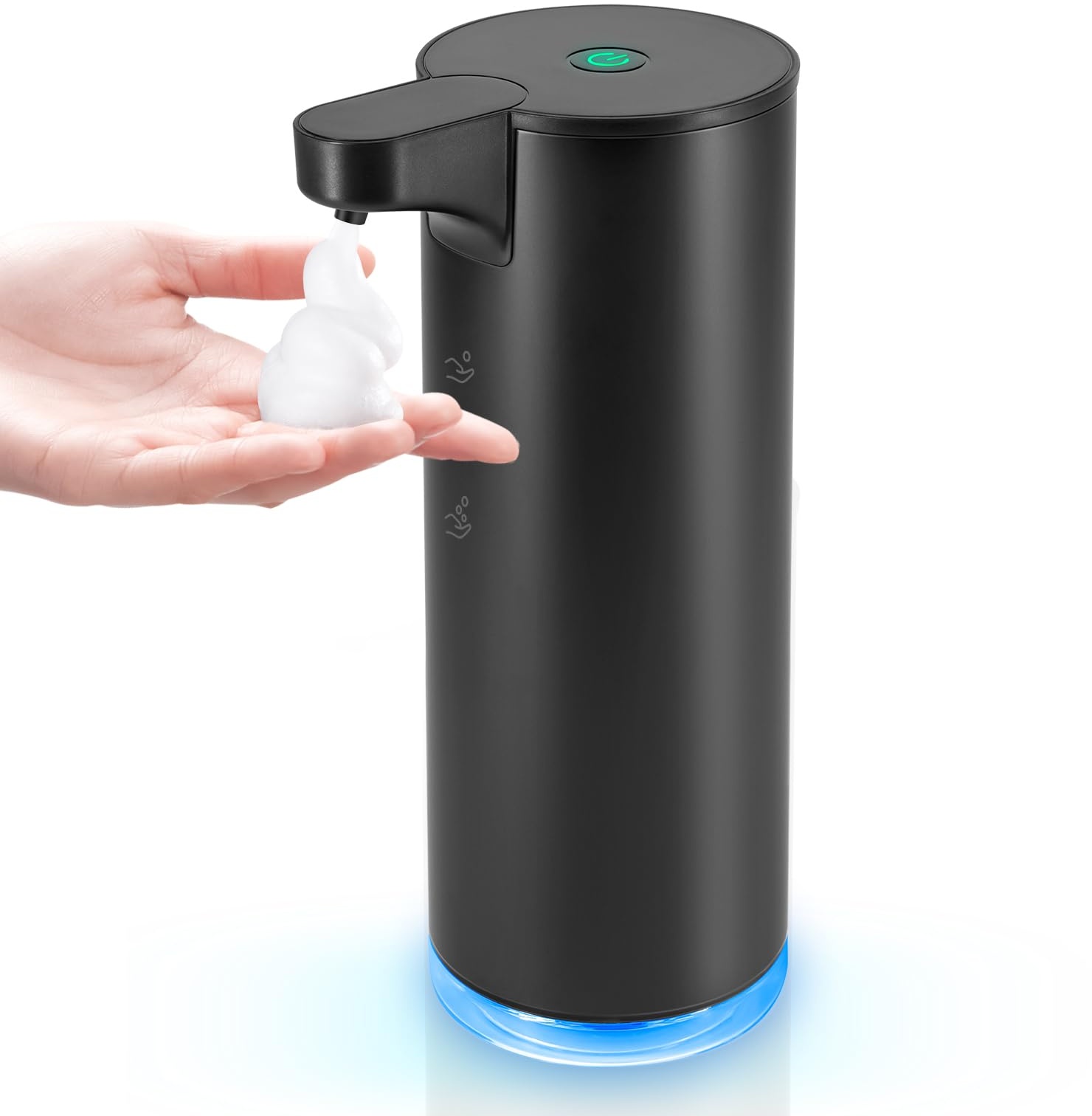 Seifenspender Automatischer Edelstahl Schaumseifenspender Elektrischer - LAOPAO Soap Dispenser Set IPX5 Wasserdicht USB-C Aufladung mit Sensor Infrarot Bewegungssensor für Küche & Bad (Schwarz)