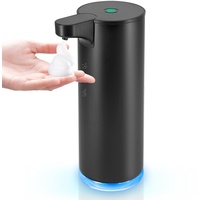 Seifenspender Automatischer Edelstahl Schaumseifenspender Elektrischer - LAOPAO Soap Dispenser Set IPX5 Wasserdicht USB-C Aufladung mit Sensor Infrarot Bewegungssensor für Küche & Bad (Schwarz)