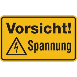 Warnschild, Vorsicht! Spannung - 70x30x1.5 mm Kunststoff