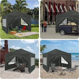 Woltu Faltpavillon 3 x 3 m inkl. 4 Seitenteile Grau