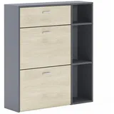 SKRAUT HOME Schuhregal, Anthrazit, Holzwerkstoff, Rechteckig, 26x102x90 cm, Garderobe, Schuhaufbewahrung, Schuhkipper