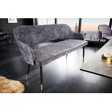 Riess-Ambiente Sitzbank PARIS - 160cm grau Samt Rückenlehne goldene Fußkappen Retro Metallbeine