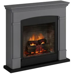 TAGU Premium Helmi Kamin grau mit Elektro Insert der neuesten Generation, 3D Flame, Knistersound