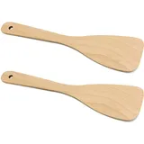 Houdao 2 Stück Pfannenwender Holz Non Stick Holzspatel Hohe Buchen Holz 33.2cm Mit langem Griff küchen Utensil für Pfanne,Kochen,Rühren,Backen,Pfannen,Antihaftpfannen und Kochutensilien