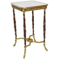 Casa Padrino Beistelltisch Barock Beistelltisch Braun / Gold / Weiß 45 x 45 x H. 78 cm - Handgefertigter Massivholz Tisch im Barockstil - Barock Möbel